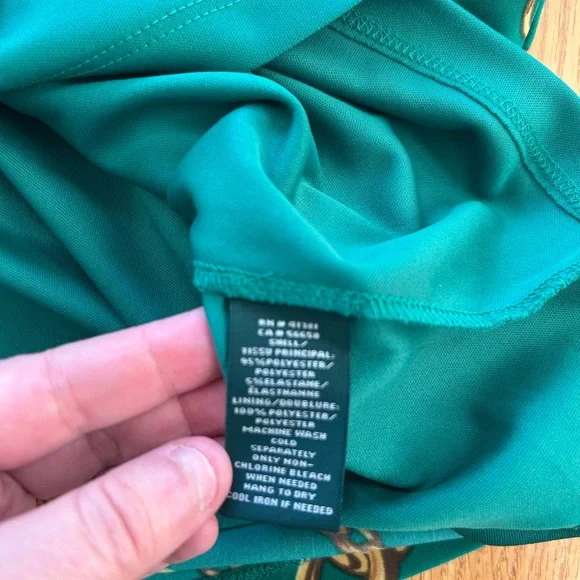 Lauren Ralph Lauren Dress 10 Green Equestrian Gold Link Chain - Picture 6 of 8